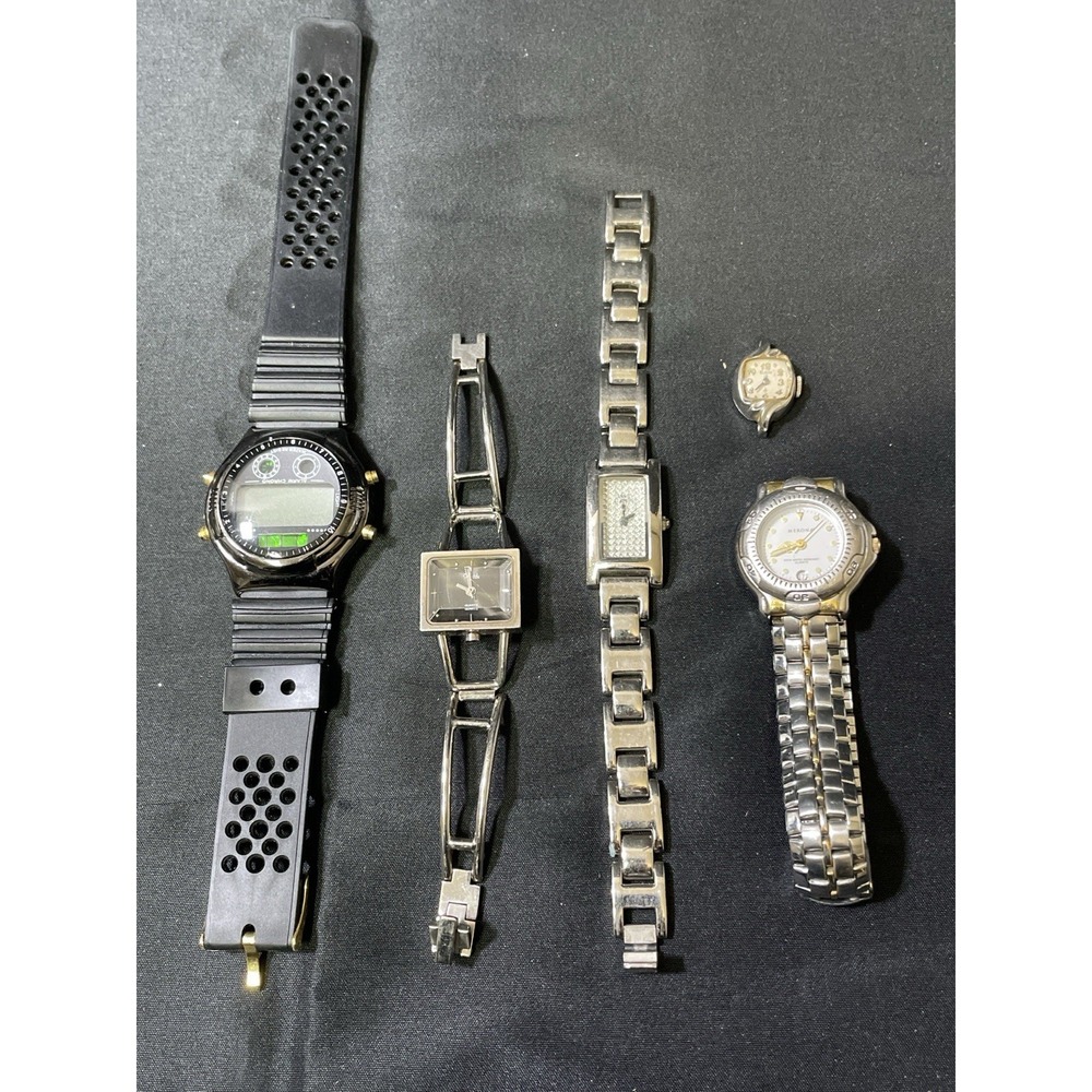 Vintage Watch Lot Elgin Merona Digital Quartz Parts Repair As Is